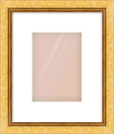 Gold Leaf Flat Frame for 13 × 18cm artwork, with Smooth White Single Mount