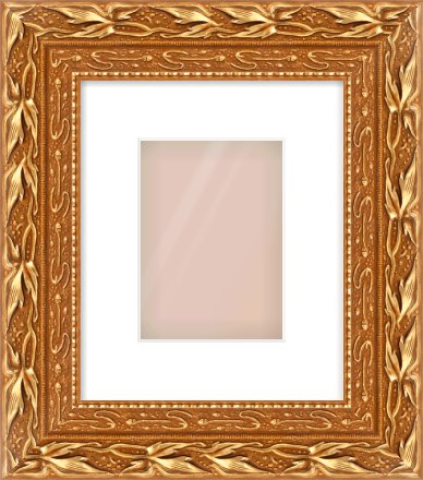 Gold Spoon Frame for 13 × 18cm artwork, with Smooth White Single Mount