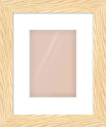 Natural Wood Reverse Frame for 148 × 210mm artwork, with Smooth White Single Mount