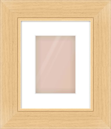 Natural Wood Flat Frame for 148 × 210mm artwork, with Smooth White Single Mount