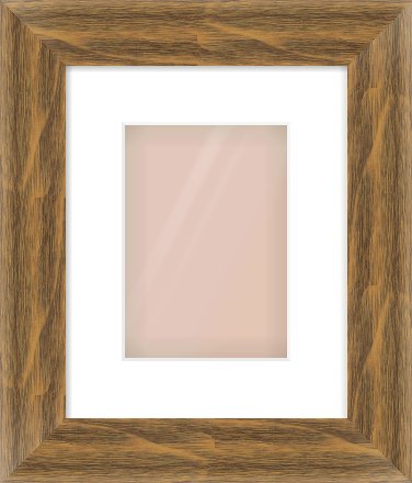 Characteristic Brown Flat Frame for 148 × 210mm artwork, with Smooth White Single Mount