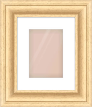Natural Wood Scoop Frame for 148 × 210mm artwork, with Smooth White Single Mount