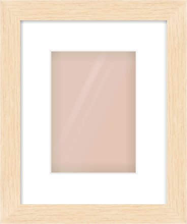 Natural wood Flat Frame for 148 × 210mm artwork, with Smooth White Single Mount