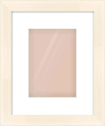 Natural Wood Flat Frame for 148 × 210mm artwork, with Smooth White Single Mount