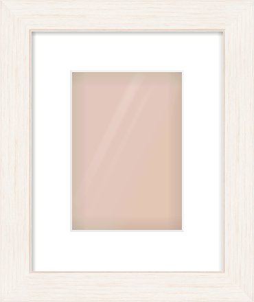 Ivory Driftwood Flat Frame for 148 × 210mm artwork, with Smooth White Single Mount