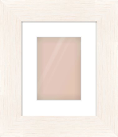Ivory Driftwood Flat Frame for 148 × 210mm artwork, with Smooth White Single Mount