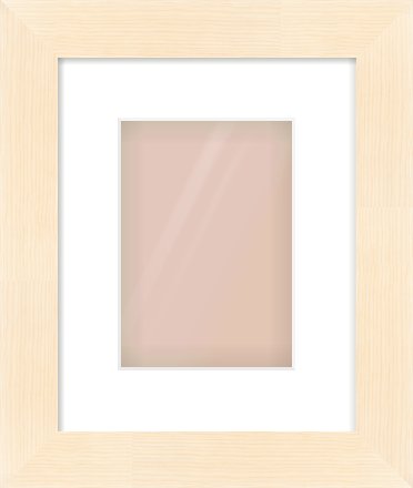Natural Wood Flat Frame for 148 × 210mm artwork, with Smooth White Single Mount