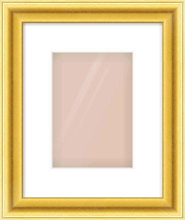 Gold Cushion Frame for 148 × 210mm artwork, with Smooth White Single Mount