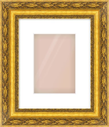 Gold Spoon Frame for 148 × 210mm artwork, with Smooth White Single Mount