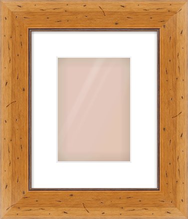 Distressed Pine Reverse Frame for 148 × 210mm artwork, with Smooth White Single Mount