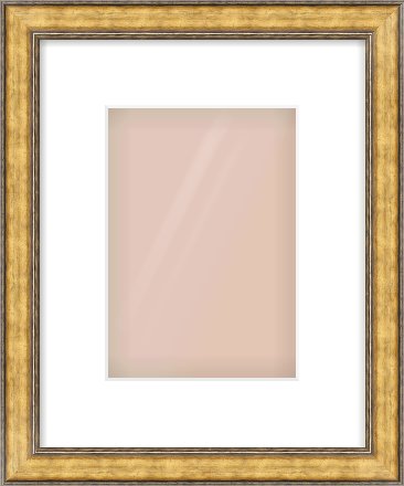 Gold Spoon Frame for 148 × 210mm artwork, with Smooth White Single Mount