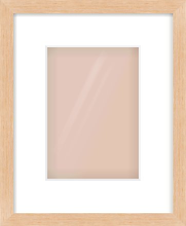 Light Oak Veneer Flat Frame for 148 × 210mm artwork, with Smooth White Single Mount