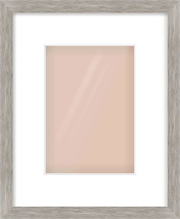 Grey Wood Grain Flat Frame for 148 × 210mm artwork, with Smooth White Single Mount