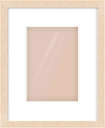 Natural Wood Flat Frame for 148 × 210mm artwork, with Smooth White Single Mount