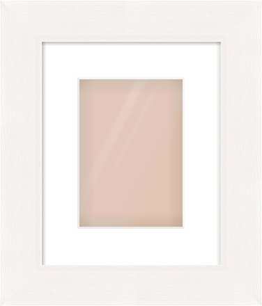 White Beveled Frame for 148 × 210mm artwork, with Smooth White Single Mount