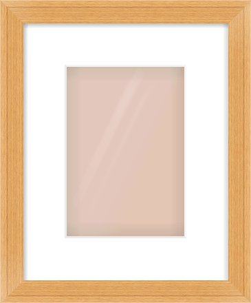 Oak Veneer Flat Frame for 148 × 210mm artwork, with Smooth White Single Mount