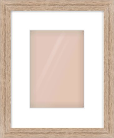 Light Walnut Flat Frame for 148 × 210mm artwork, with Smooth White Single Mount