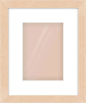 Light Oak Veneer Flat Frame for 148 × 210mm artwork, with Smooth White Single Mount