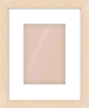 Natural Wood Flat Frame for 148 × 210mm artwork, with Smooth White Single Mount