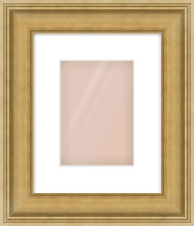 Gold Scoop Frame for 148 × 210mm artwork, with Smooth White Single Mount