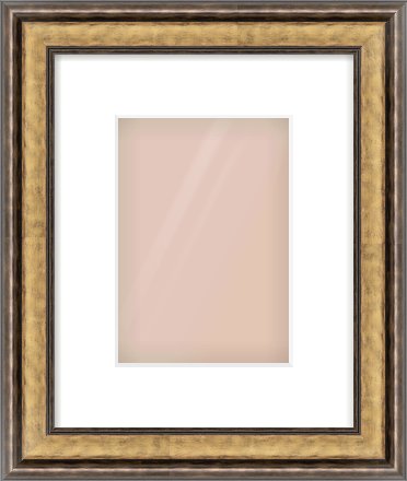 Gold Spoon Frame for 148 × 210mm artwork, with Smooth White Single Mount