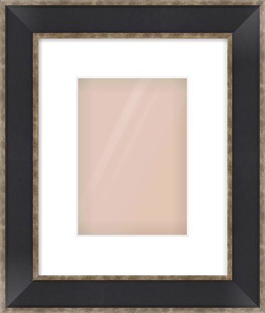 Black & Champagne Silver Bevel Frame for 148 × 210mm artwork, with Smooth White Single Mount