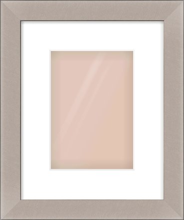 Brushed Silver & Black Sided Flat Frame for 148 × 210mm artwork, with Smooth White Single Mount
