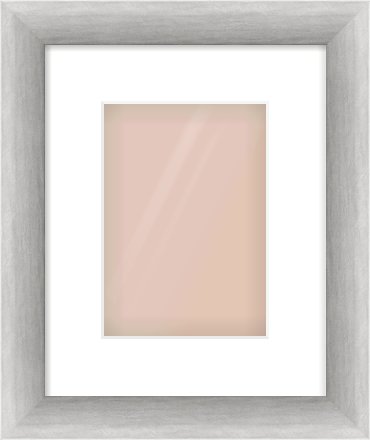 Silver Cushion Frame for 148 × 210mm artwork, with Smooth White Single Mount
