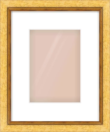 Gold Leaf Flat Frame for 148 × 210mm artwork, with Smooth White Single Mount