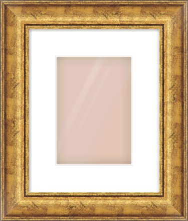 Gold Dome Frame for 148 × 210mm artwork, with Smooth White Single Mount