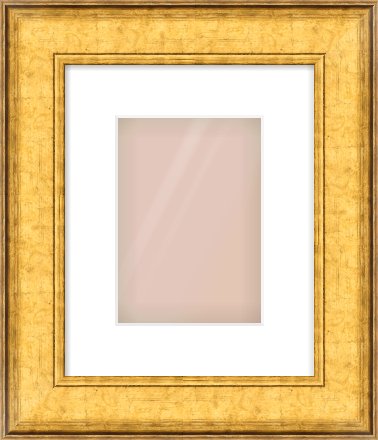 Gold Flat Frame for 148 × 210mm artwork, with Smooth White Single Mount