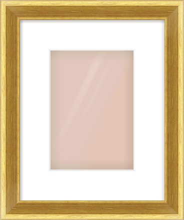 Gold Cushion Frame for 148 × 210mm artwork, with Smooth White Single Mount