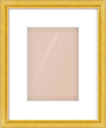 Gold Cushion Frame for 148 × 210mm artwork, with Smooth White Single Mount