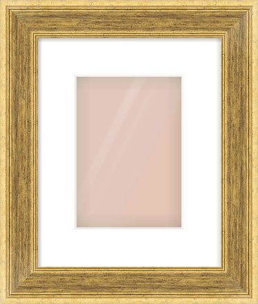 Gold Flat Frame for 148 × 210mm artwork, with Smooth White Single Mount