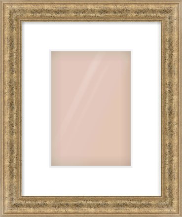 Distressed Gold Dome Frame for 148 × 210mm artwork, with Smooth White Single Mount
