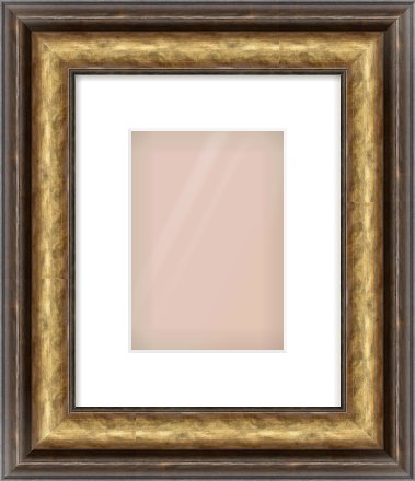 Gold Spoon Frame for 148 × 210mm artwork, with Smooth White Single Mount
