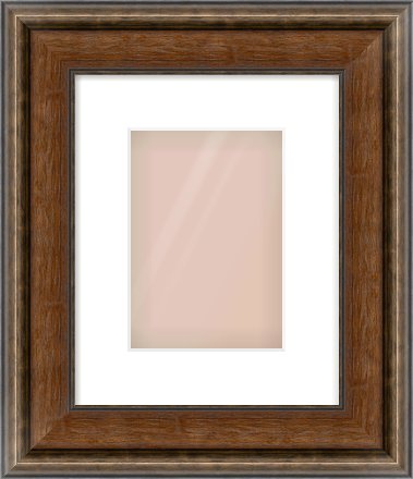 Walnut / Pewter Spoon Frame for 148 × 210mm artwork, with Smooth White Single Mount