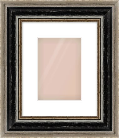 Black & Champagne Silver Spoon Frame for 148 × 210mm artwork, with Smooth White Single Mount