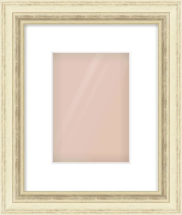 Ivory Distressed Frame for 148 × 210mm artwork, with Smooth White Single Mount