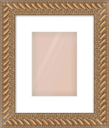 Gold Rope Frame for 148 × 210mm artwork, with Smooth White Single Mount