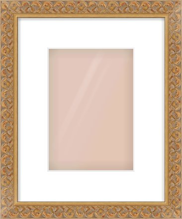 Gold Scoop Frame for 148 × 210mm artwork, with Smooth White Single Mount