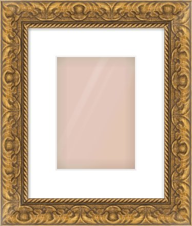 Gold Scoop Frame for 148 × 210mm artwork, with Smooth White Single Mount