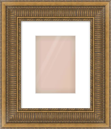Gold Scoop Frame for 148 × 210mm artwork, with Smooth White Single Mount