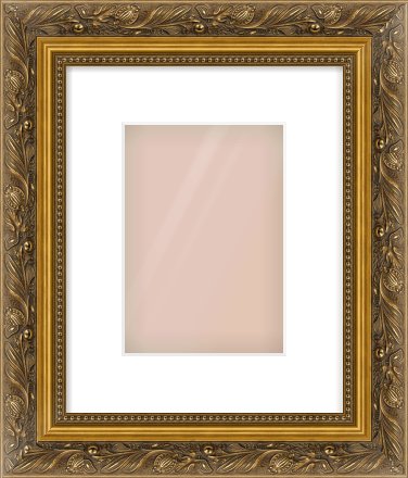 Gold Scoop Frame for 148 × 210mm artwork, with Smooth White Single Mount