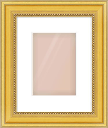Gold Spoon Frame for 148 × 210mm artwork, with Smooth White Single Mount