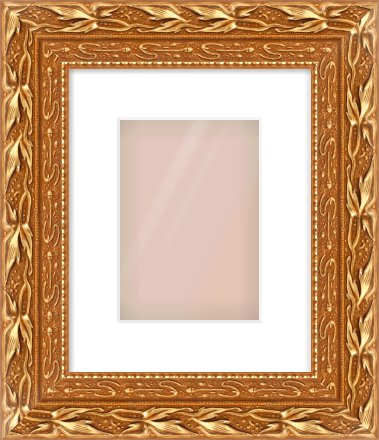 Gold Spoon Frame for 148 × 210mm artwork, with Smooth White Single Mount