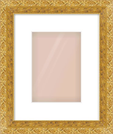 Gold Spoon Frame for 148 × 210mm artwork, with Smooth White Single Mount