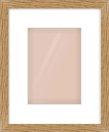 Oak Effect Flat Frame for 148 × 210mm artwork, with Smooth White Single Mount