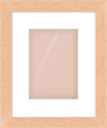 Oak Effect Flat Frame for 148 × 210mm artwork, with Smooth White Single Mount
