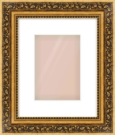 Gold Spoon Frame for 148 × 210mm artwork, with Smooth White Single Mount